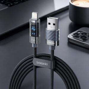 USB-A - iPhone (Lightning) 12W Şarj Kablosu (Dijital Göstergeli)